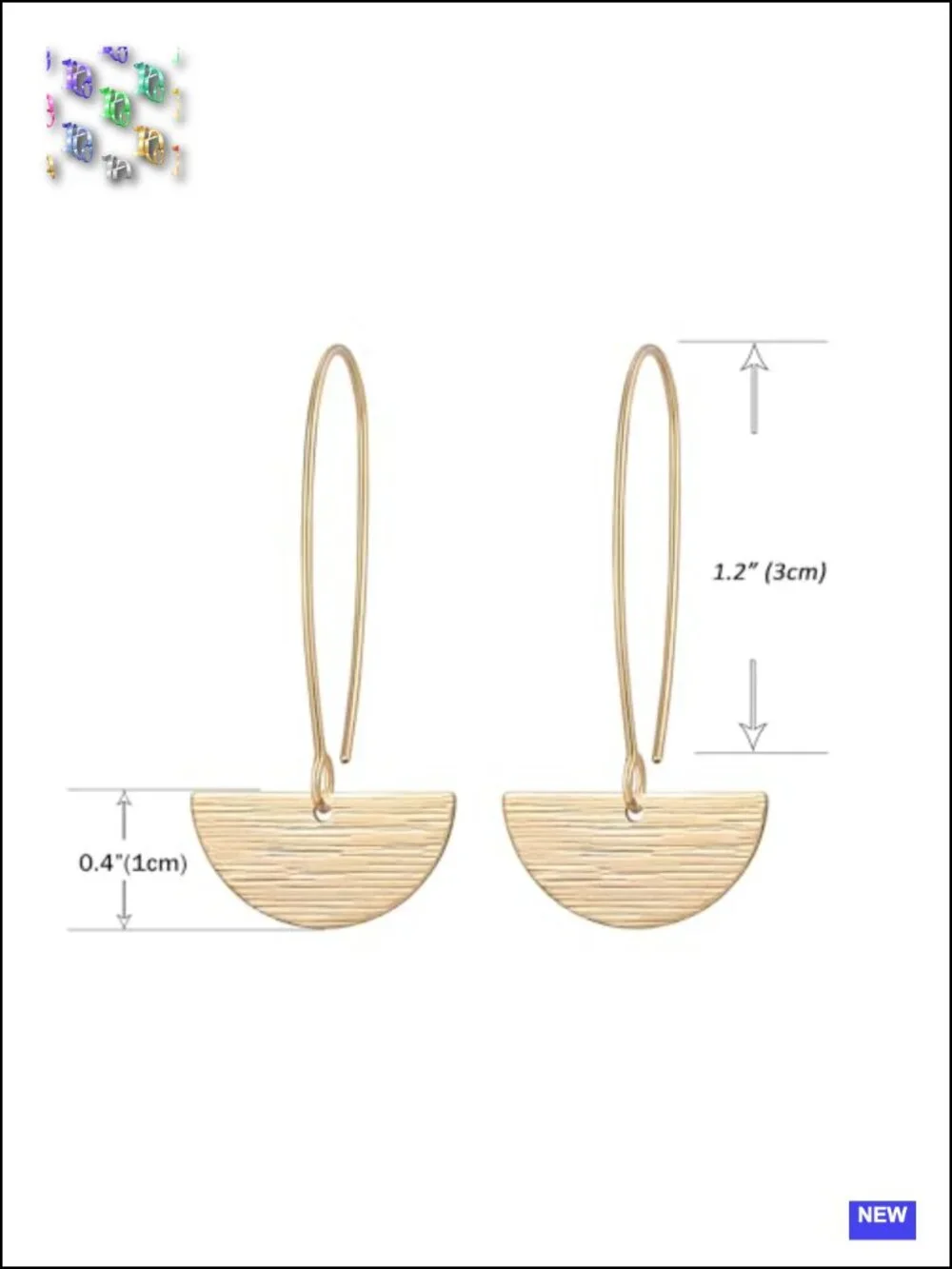 18K Gold Plated Disc Ball Triangle Sunburst Drop Dangle Earrings Lightweight